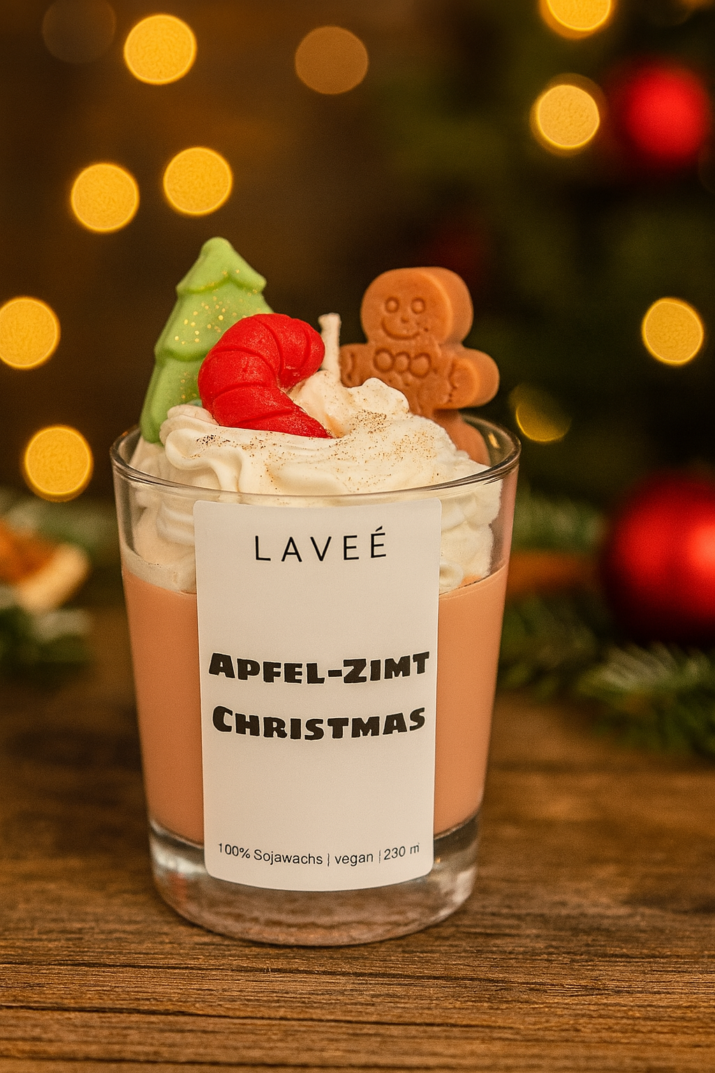 Weihnachtskerze „Apfel-Zimt Christmas“ braun | 230ml